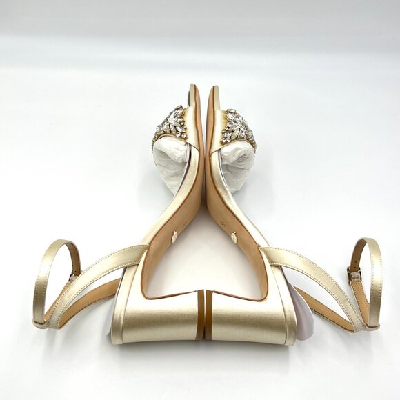 Badgley Mischka Size 7.5 Marsha Ivory White Jeweled Dress Sandals Heels Shoes - Picture 8 of 13